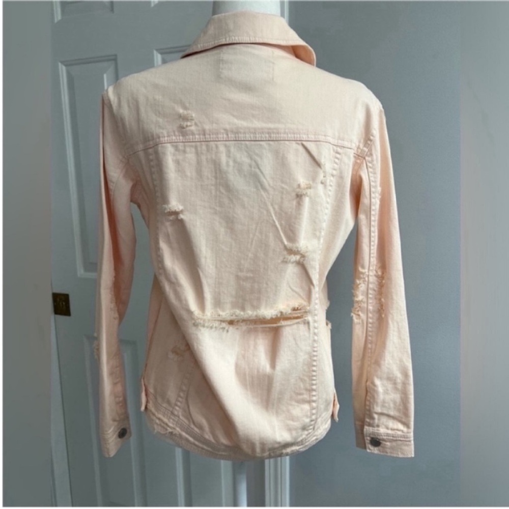 RACHEL Rachel Roy Blush Deconstructed Denim Jacket Size XS - Picture 2 of 10